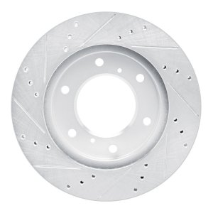 Mitsubishi Montero Sport Brake Rotor (1) - Front Right - R1 Concepts - Drilled & Slotted - Silver - `07-`17